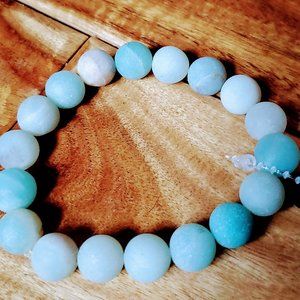 Blue & Green Amazonite Beaded Stretch Bracelet